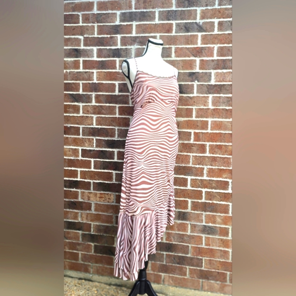 Drunken Zebra Asymmetrical Pink Wave Dress